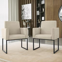 Ver imagem 2 de Kit 04 Cadeiras Poltrona Decorativa para Sala Quarto Preto Cor:bege