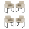 Kit 04 Cadeiras Poltrona Decorativa para Sala Quarto Preto Cor:bege - 1
