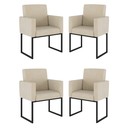 Ver imagem 1 de Kit 04 Cadeiras Poltrona Decorativa para Sala Quarto Preto Cor:bege
