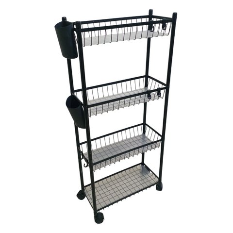 Carrinho Organizador Multiuso 4 Prateleira Cozinha Lavanderia Higiene Tempero Mantimentos Banheiro G