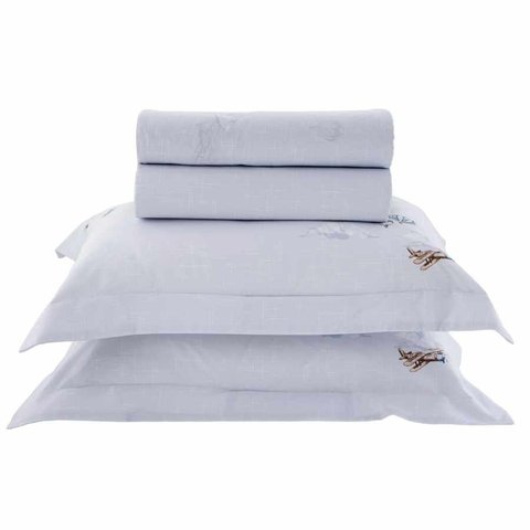 Jogo de Cama Casal 4 Peças Vida Bela Skyplane Kacyumara