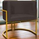 Ver imagem 7 de Poltrona Decorativa Recepção Luna Suede Cores Base de Ferro Dourada - Marrom, Suede
