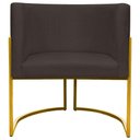 Ver imagem 6 de Poltrona Decorativa Recepção Luna Suede Cores Base de Ferro Dourada - Marrom, Suede