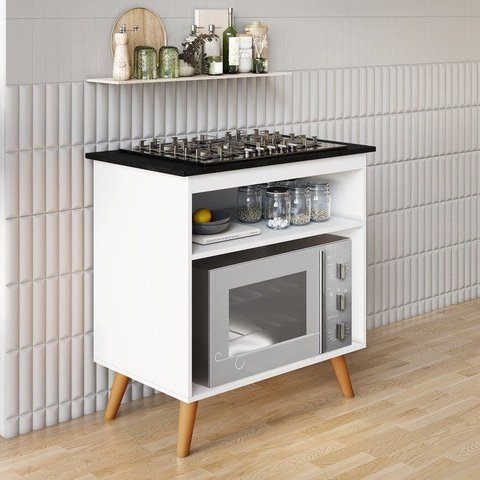 Balcão para Cooktop 4 e 5 Bocas 2 Nichos com Prateleira Ajustável Parma