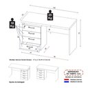 Ver imagem 4 de Escrivaninha Mesa Escritório Extensível 135cm 4 Gavetas Multimóveis Cr25324 Cinza Preto