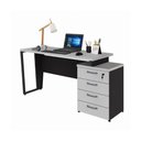 Ver imagem 2 de Escrivaninha Mesa Escritório Extensível 135cm 4 Gavetas Multimóveis Cr25324 Cinza Preto