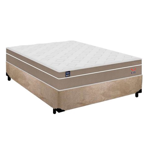 Cama Box Casal Suede + Colchão Lis Molas Ensacadas Superpocket Plumatex 138cm – Suporta até 120 Kg P
