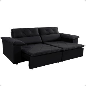 Sofá Isabela 3 Lugares 2,10 Conforto Estilo e Durabilidade Pillow Top:preto