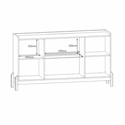 Buffet 4 Portas com Porta de Vidro e Prateleiras Multiuso Pé de Madeira Off White / Cedro - 5
