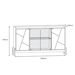 Buffet 4 Portas com Porta de Vidro e Prateleiras Multiuso Pé de Madeira Off White / Cedro - 6