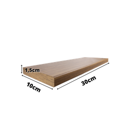Kit 4 Prateleiras 100% MDF cor FREIJÓ 30x10x1,5cm + Suporte de instalação - 2