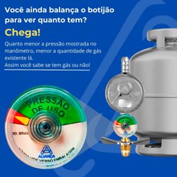 Regulador Registro de Gás de Cozinha Doméstico Blindado com Monômetro Vazão 1kg/h | Aliança - 3