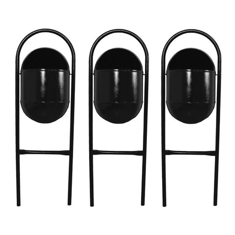 Kit 3 Lixeira Portugal Fechadachapa Parque Calçada Rua 115cm
