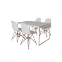 Ver imagem 2 de Mesa Industrial Base Ferro Branco Tampo 137x90 Branco 4 Cadeiras Eames Ferro Cobre Assento Branco
