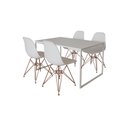 Ver imagem 2 de Mesa Industrial Base Ferro Branco Tampo 137x90 Branco 4 Cadeiras Eames Ferro Cobre Assento Branco