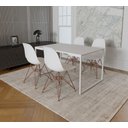 Ver imagem 1 de Mesa Industrial Base Ferro Branco Tampo 137x90 Branco 4 Cadeiras Eames Ferro Cobre Assento Branco