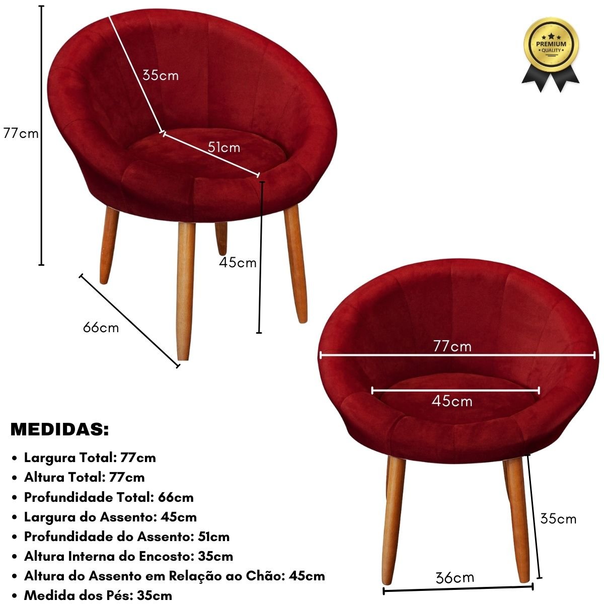 Poltrona Roma para Recepção Sala de Espera Decorativa - Moblan Decor:vermelho - 5