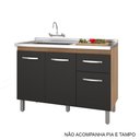 Ver imagem 3 de Balcão para Pia 120cm com 03 Portas e 01 Gaveta Anita Savana Preto Moblis