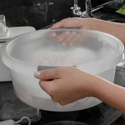 Kit 8 Bacias Flow ou 5l Bege com Pega Ergonômica Lavanderia Cozinha Limpeza - 4