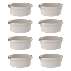 Kit 8 Bacias Flow ou 5l Bege com Pega Ergonômica Lavanderia Cozinha Limpeza