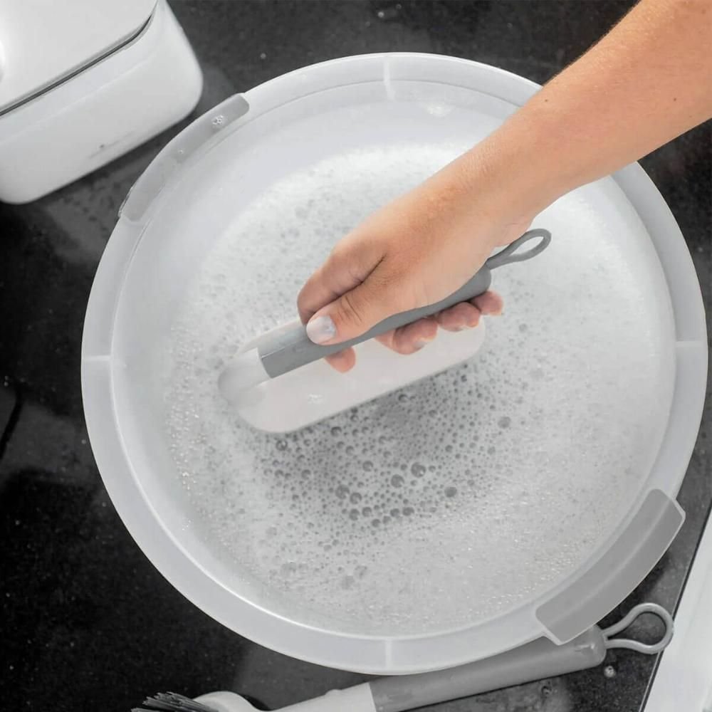 Kit 8 Bacias Flow ou 5l Bege com Pega Ergonômica Lavanderia Cozinha Limpeza - 7