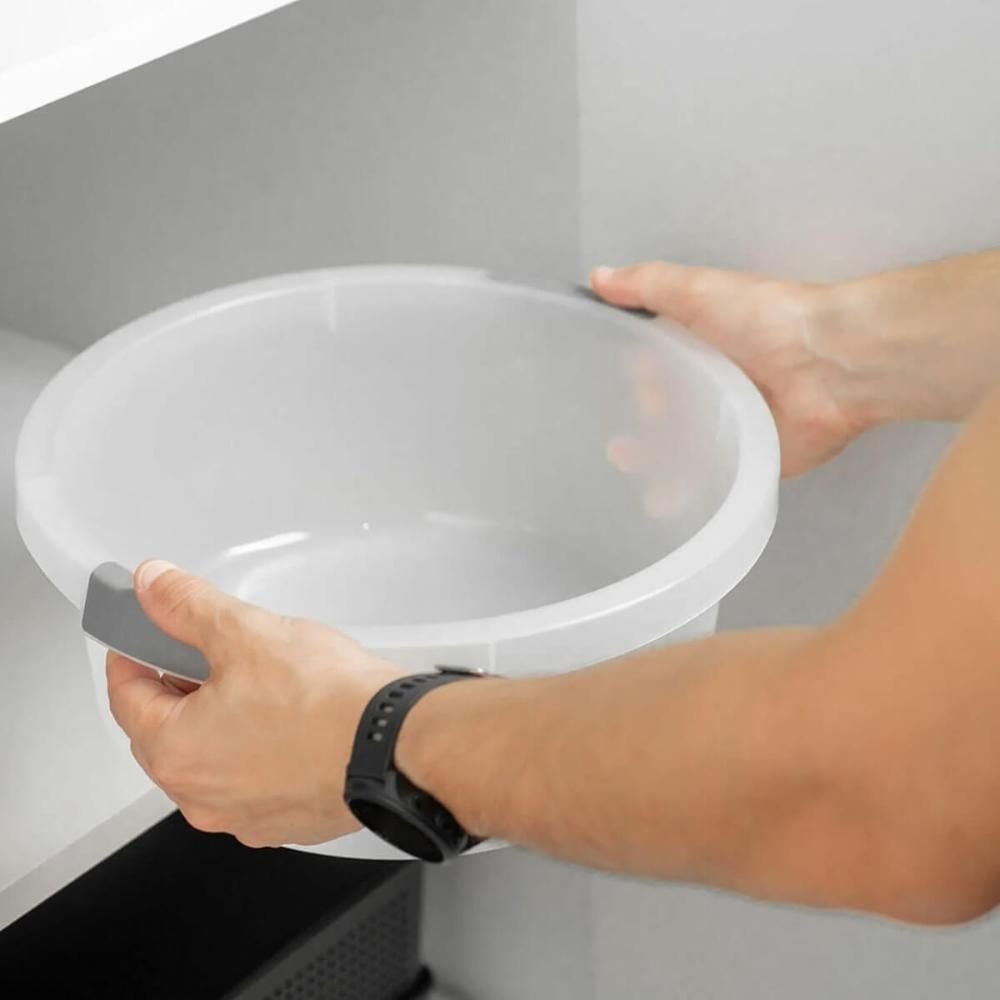 Kit 8 Bacias Flow ou 5l Bege com Pega Ergonômica Lavanderia Cozinha Limpeza - 6