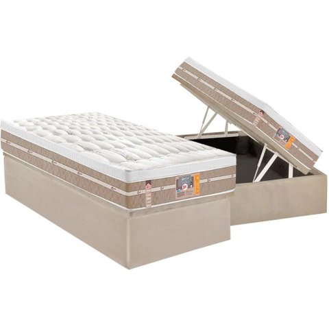 Cama Box Baú Solteiro: Colchão Molas Masterpocket Ensacadas Castor Silver Star Air + Base Crc