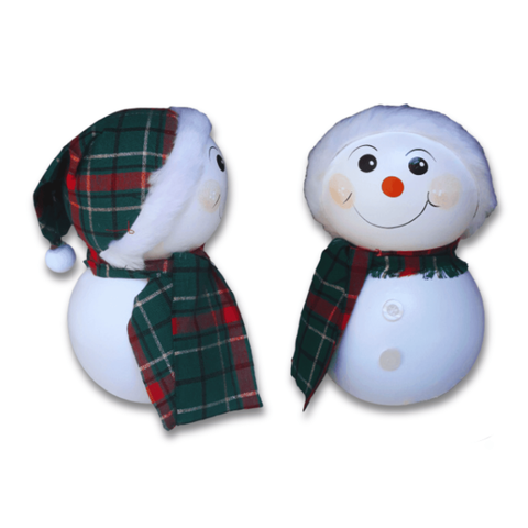 Decoração Casa Festa Natal Boneco Das Neves em Cerâmica:verde Xadrez