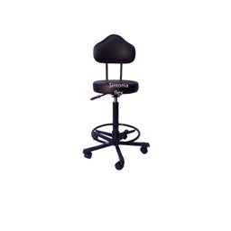 Cadeira Caixa Alta Mocho Verona com L Duplo Aro Base em Aço com Rodízio Corano Preto - 1