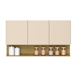 Armário Aéreo de Cozinha 3 Portas com Nicho 1,20m Freijó / Vanilla Line Kits Paraná - 1 Armário Aéreo de Cozinha 3 Portas com Nicho 1,20m Freijó / Vanilla Line Kits Paraná - 1