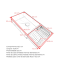 Ver imagem 5 de Cuba Calha Cozinha 90X40 Aço Inox 304 Escovado com Drenagem Integrada Embutir ou Sobrepor - Cozix