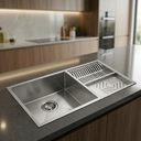 Ver imagem 1 de Cuba Calha Cozinha 90X40 Aço Inox 304 Escovado com Drenagem Integrada Embutir ou Sobrepor - Cozix