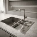 Ver imagem 2 de Cuba Calha Cozinha 90X40 Aço Inox 304 Escovado com Drenagem Integrada Embutir ou Sobrepor - Cozix