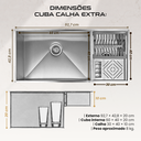Ver imagem 2 de Cuba Calha Cozinha 90x40 Aço Inox 304 Escovado com Drenagem Integrada Cozix
