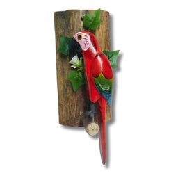 Arara Passaro Decoração em Madeira 24cm - 2