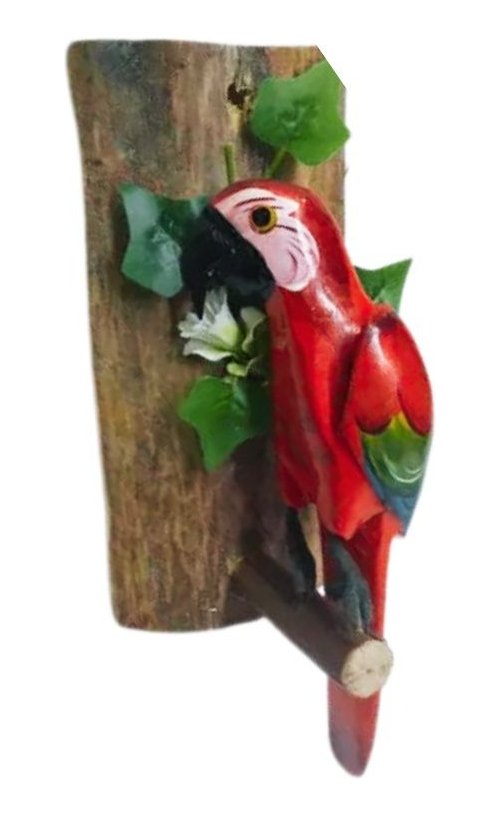 Arara Passaro Decoração em Madeira 24cm