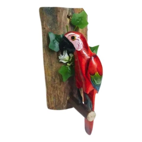 Arara Passaro Decoração em Madeira 24cm