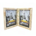 Ver imagem 2 de Porta Retrato Duplo Vertical em Madeira Detalhado 15x21 Luxo:dourado Marmorizado