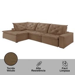 Sofá Hércules Veludo 2 Módulos 80cm B25cm+chaise 130cm Meu Sofá Online - 3