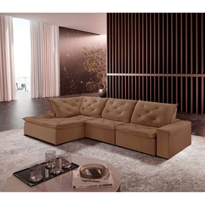 Sofá Hércules Veludo 2 Módulos 80cm B25cm+chaise 130cm Meu Sofá Online