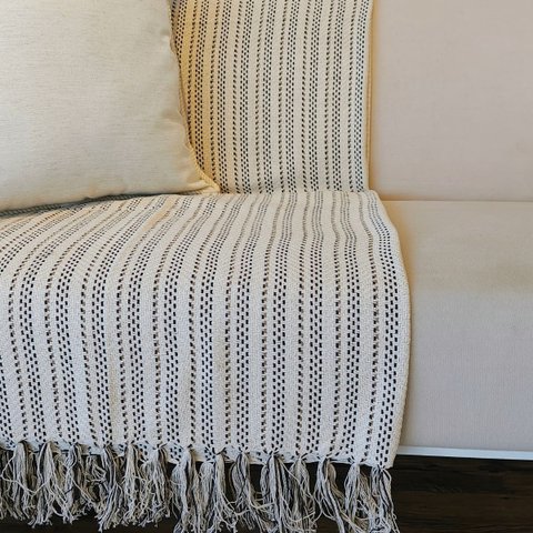 Manta Decorativa Tear Artesanal Prisma Listrada Gaia 1,20 X 2,00