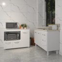 Ver imagem 2 de Gabinete Cozinha Armário Balcão de Pia 120 Cm Aline e Balcão para Microondas e Forno Elétrico Lilian