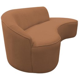 Sofá Curvo 03 Lugares 210cm Braço Direito Eron Bouclê Terracota - CasaePoltrona - 6