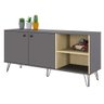 Bancada Iça com 2 Portas e Pés em Estilo Retro de Metal - Colibri - Cinza - 3