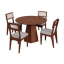 Ver imagem 2 de Conjunto Sala de Jantar Mesa Lisboa Hexagonal Pinhão com 4 Cadeiras Palha Sintética Pinhão/bege Clar