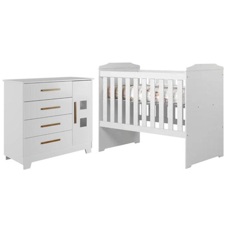 Berço Americano Carinho com Cômoda Fly Branco Acetinado - Tigus
