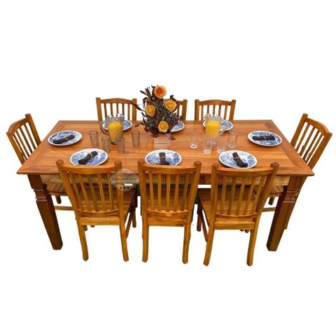 Mesa Madeira de Demolição 2m x 90cm com 8 Cadeiras Bh Sudeste Rústico