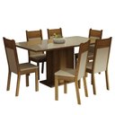Ver imagem 3 de Conjunto Sala de Jantar Mesa Tampo de Vidro 6 Cadeiras Crema/rustic/bege Francine Madesa