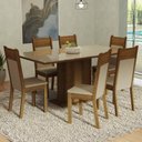 Ver imagem 1 de Conjunto Sala de Jantar Mesa Tampo de Vidro 6 Cadeiras Crema/rustic/bege Francine Madesa