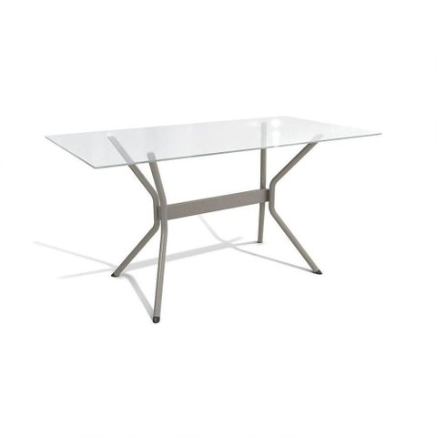 Mesa Loire Níquel com Tampo de Vidro Incolor 1,50m